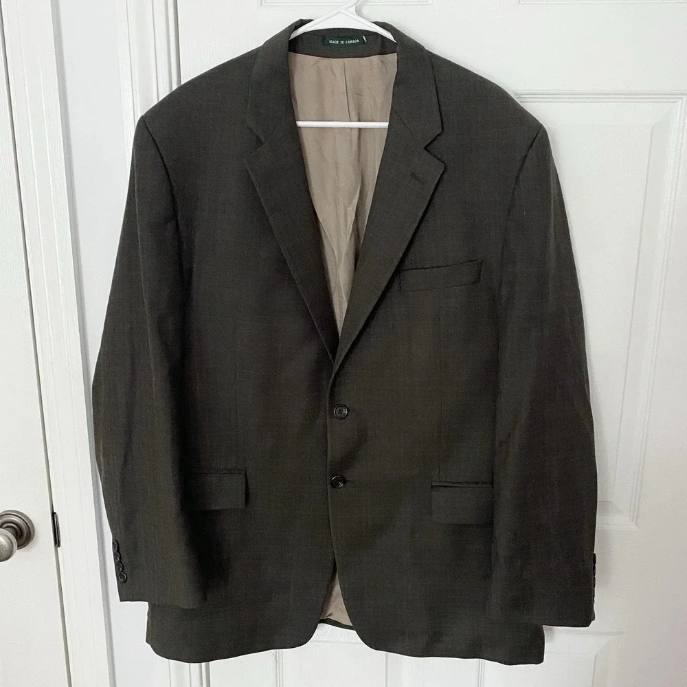 Vtg Lauren Ralph‎ Lauren Mens Wool Cashmere Blend Blazer 46R Made in Canada